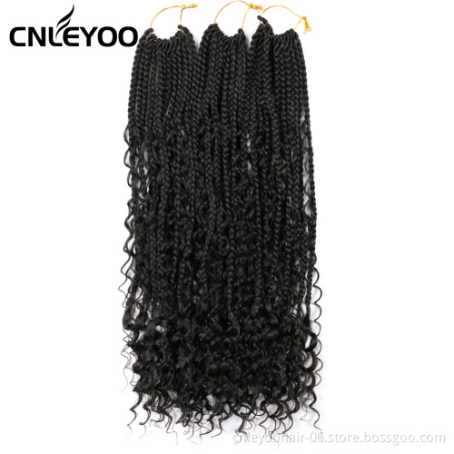 Factory 18" Bohemian Box Braids Bohemian Crochet Hair (12 Roots/piece) Curly End Crochet Box Braiding Hair Extension for Women